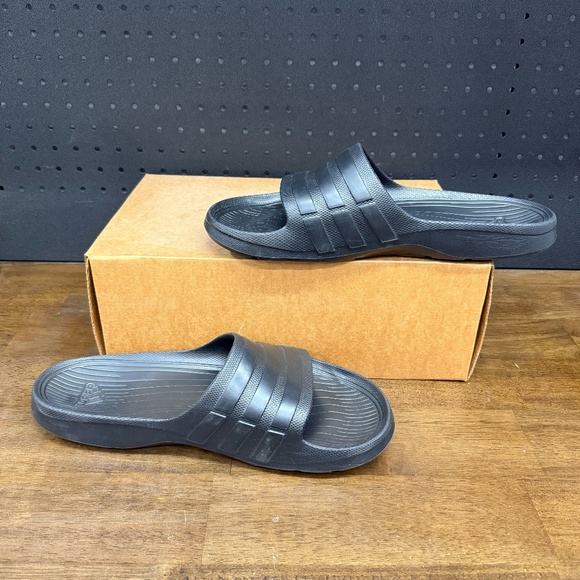 Used W/O Box! Men's Adidas Adilette Black Water Summer Sandals Slides Size 12 - Picture 3 of 5